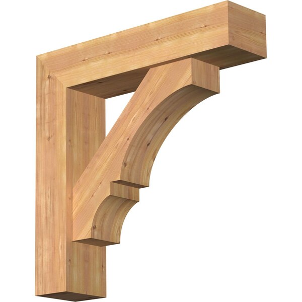 Ekena Millwork Balboa Block Smooth Bracket w/ Offset Brace, Western Red Cedar, 7 1/2"W x 32"D x 32"H BKT0806X32X32BOA05SWR - main